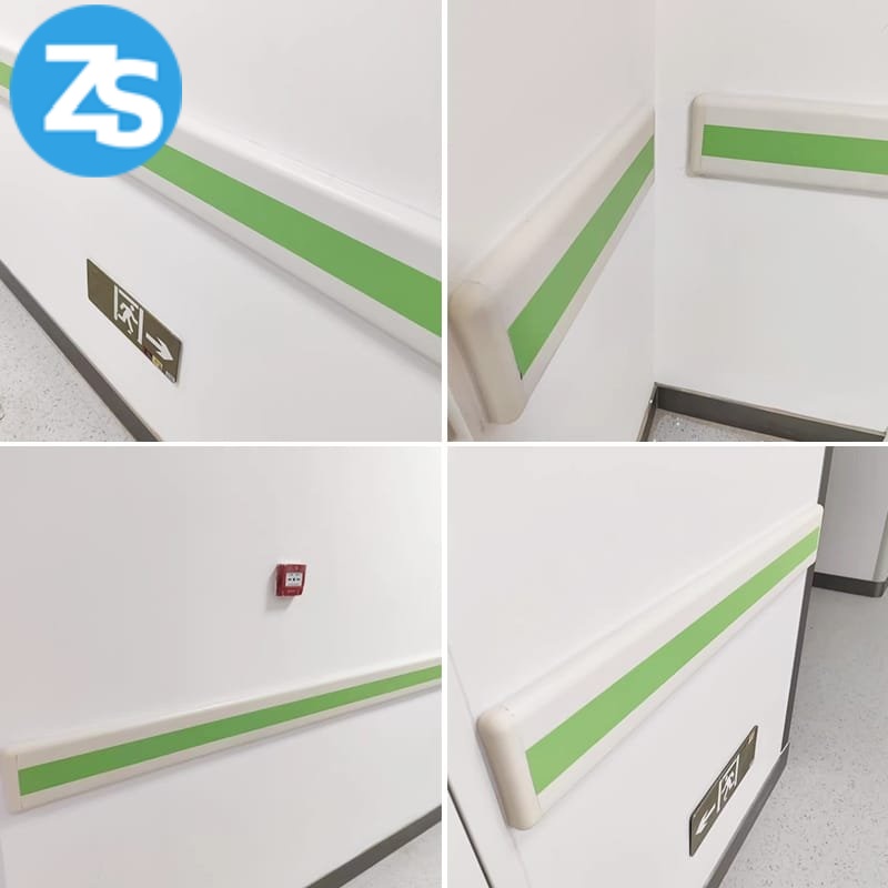 healthcare wall protection rail for hospital interior corridors